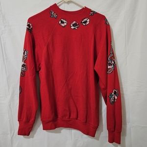Vintage Tultex Red Glitter Applique Crewneck Sweatshirt Size Large